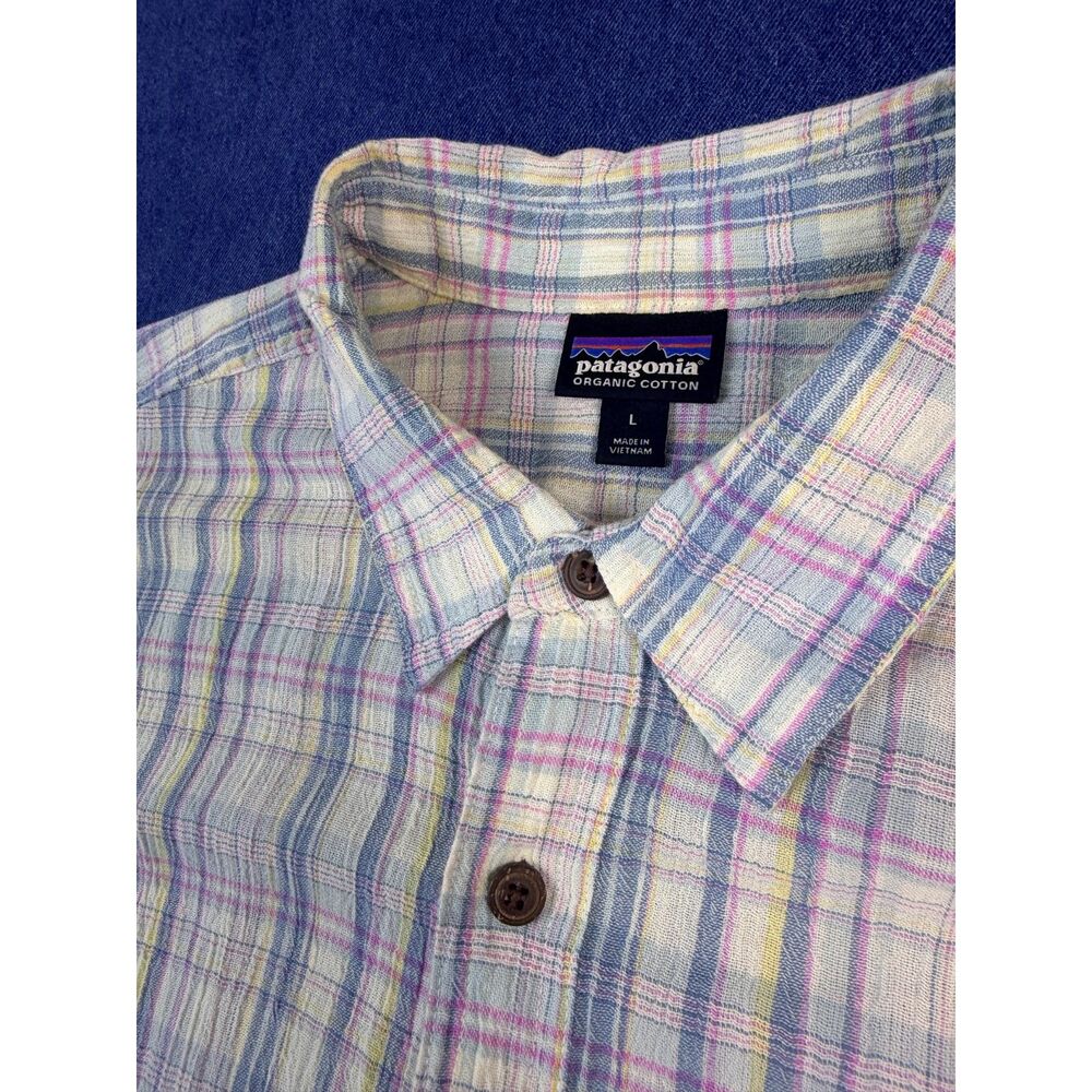 Patagonia Organic Cotton Mens Large Plaid Short Sleeve Button Down Shirt